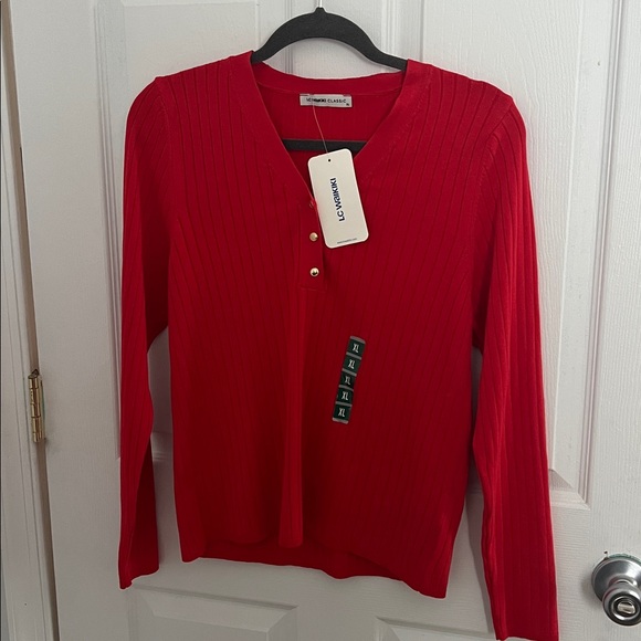 LC Waikiki Women's V-Neck Red Knit Top - NWT - Picture 5 of 6